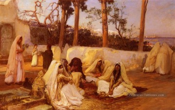 Femmes au cimetière Alger Arabe Frederick Arthur Bridgman Peinture à l'huile
